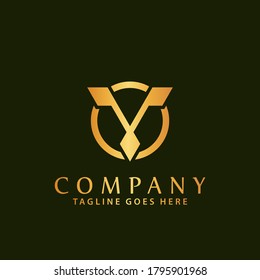 Abstract Gold Letter V Company Modern Logos Design Vector Illustration Template