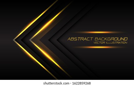 Abstract gold light arrow direction on dark grey design modern luxury futuristic background vector illustration.