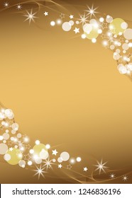 Abstract gold light background, bokeh vertical holiday background with sparkles for Christmas or New Year and Wedding. Vector illustration.