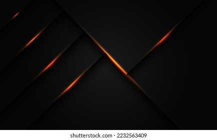 Resumen de la línea de sombra negra de la luz dorada geométrica en el diseño metálico gris moderno lujoso ilustración del vector de fondo futurista.