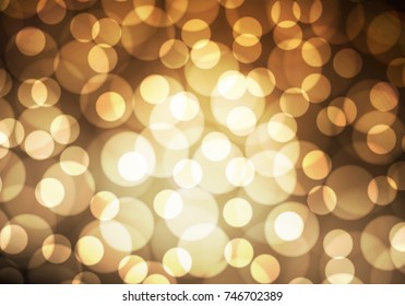 Abstract gold light bokeh night background vector illustration.