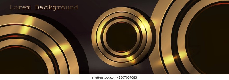 Abstract gold light circle luxury effect on dark brown background