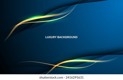 Abstract gold light curve luxury on blue design modern creative background vector illustration.
