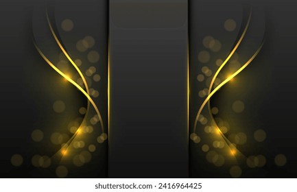 Abstract gold light curve luxury on black design modern creative background vector illustration.