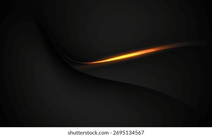 Abstrakte goldene helle Kurve weich glatt auf schwarzem Design moderne schöne luxuriöse Hintergrund Vektorgrafik.