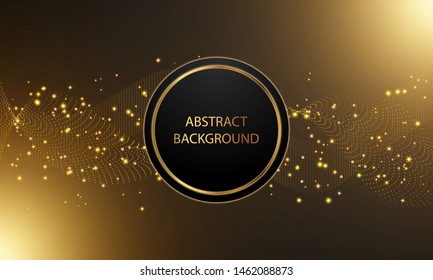 Abstract gold light curve sparkling luxury effect with circle shape on black background.