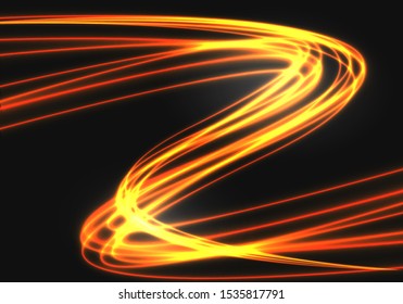 Abstract gold light curve speed on black design modern futuristic technology background vector illustration.