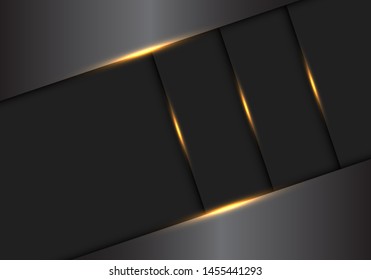 Abstract gold light effect on grey metallic overlap frame design modern luxury futuristic background vector illustration.