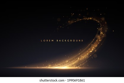 Abstract gold light effect on black background