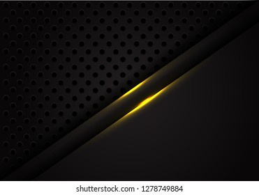 Abstract gold light line on black metal circle mesh with blank space design modern futuristic background vector illustration.