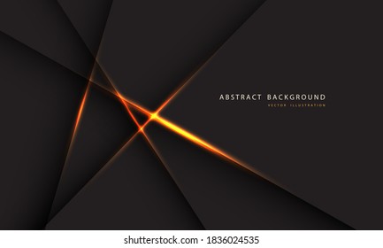 Abstract gold light line on dark grey polygon geometric with simple text on blank space design modern luxury futuristic technology background vector illustration.