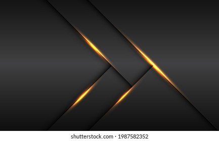 Abstract gold light line shadow on dark grey metallic design modern luxury futuristic background vector illustration.