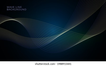 Abstract gold light lines on blue background. Vector illustration