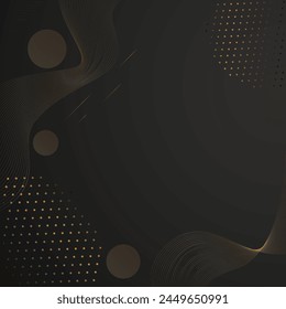 Abstract gold light lines on black background
