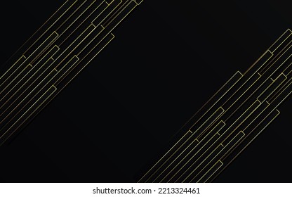 Abstract Gold light Lines Pipe speed zoom on black background technology