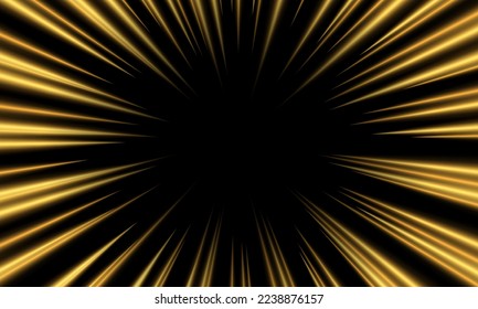 Abstract gold light motion speed zoom dynamic on black design modern futuristic technology background vector illustration.