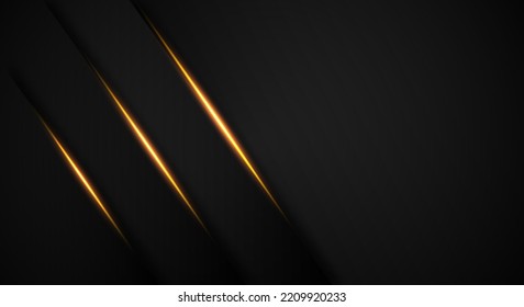 Abstract Gold Light on Black Metallic Shadow Overlap with Blank Space Design Modern Futuristic Background