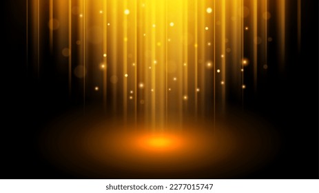 Abstract Gold Light Rays Effect with Sparks, Vector Illustration