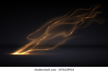 Abstract gold light smoke effect