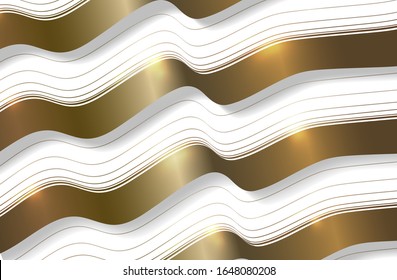 Abstract gold light threads premium vector background. Geometric glitter lines banner with 3D effect pattern. Template for ads, promo, invitation, flyer, card, poster, web and print design concept