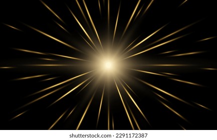 Abstract gold light zoom speed motion on black design modern futuristic technology background vector illustration.