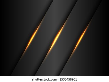 Abstract gold lights slash on dark grey metallic design modern luxury futuristic background vector illustration.