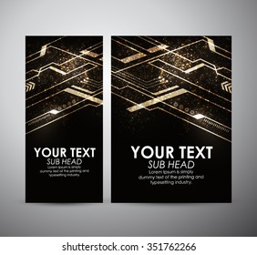 Abstract gold lights technology brochure business design template or roll up. Vector illustration.