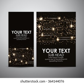 Abstract gold lights technology brochure business design template or roll up. Vector illustration.