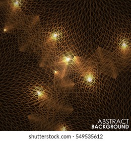 Abstract gold lights wave pattern technology background.