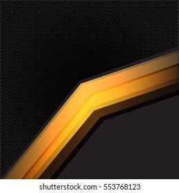 Abstract gold line arrow on dark gray circle mesh pattern design modern background vector illustration. 