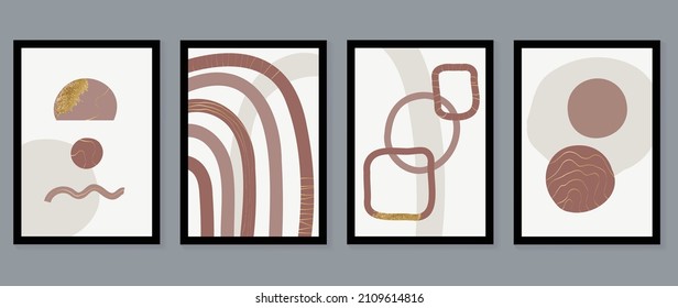 Abstract gold line art background vector. Minimalist hand painted illustrations for wall decoration, home decoration, wall art, canvas prints, postcard or brochure cover design.