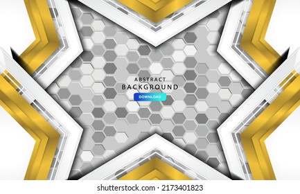 Abstract gold line direction with hexagon blank space