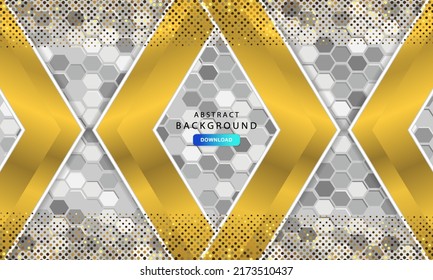 Abstract gold line direction with hexagon blank space