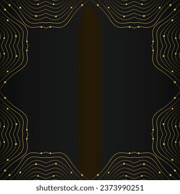 abstract gold line frame decoration on black background design 