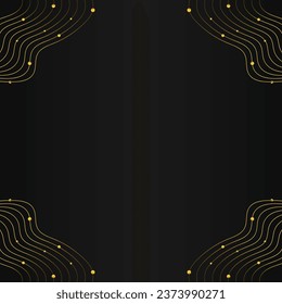 abstract gold line frame decoration on black background design 