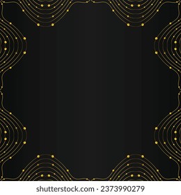 abstract gold line frame decoration on black background design 