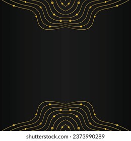 abstract gold line frame decoration on black background design 