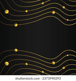 abstract gold line frame decoration on black background design 