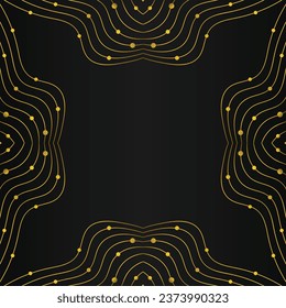 abstract gold line frame decoration on black background design 