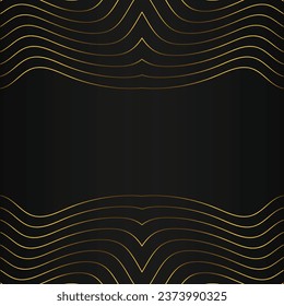 abstract gold line frame decoration on black background design 