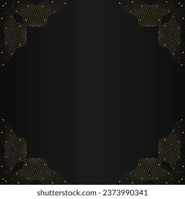 abstract gold line frame decoration on black background design 