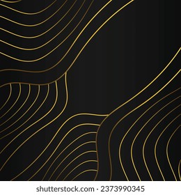 abstract gold line frame decoration on black background design 