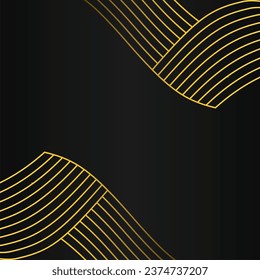 decoración de marco de línea dorada abstracta sobre diseño de fondo negro 