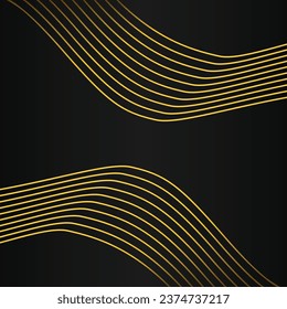 abstract gold line frame decoration on black background design 