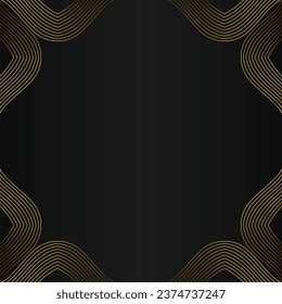 abstract gold line frame decoration on black background design 