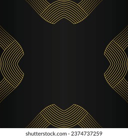 abstract gold line frame decoration on black background design 