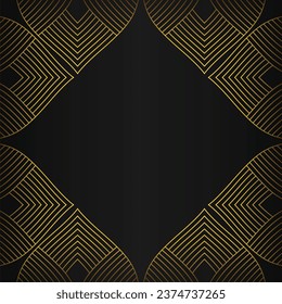decoración de marco de línea dorada abstracta sobre diseño de fondo negro 