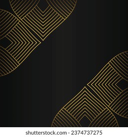 abstract gold line frame decoration on black background design 
