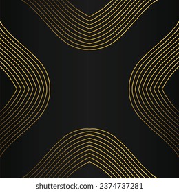 abstract gold line frame decoration on black background design 