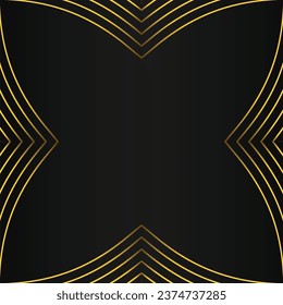 abstract gold line frame decoration on black background design 